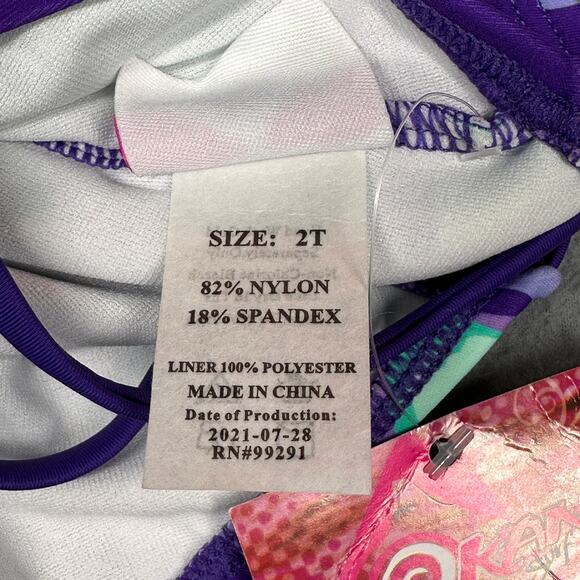 Kanu Surf Swimsuit Girls 2T Rylie Purple Teal Floral Daisy Beach Sport One Piece - Picture 7 of 9